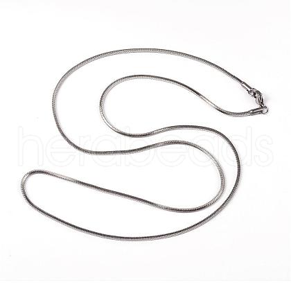 Non-Tarnish 304 Stainless Steel Square Snake Chains Necklaces NJEW-K049-06P-1