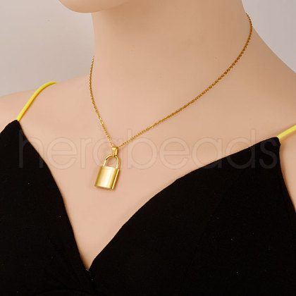 Stainless Steel Lock Pendant Necklaces for Women XV2991-2-1