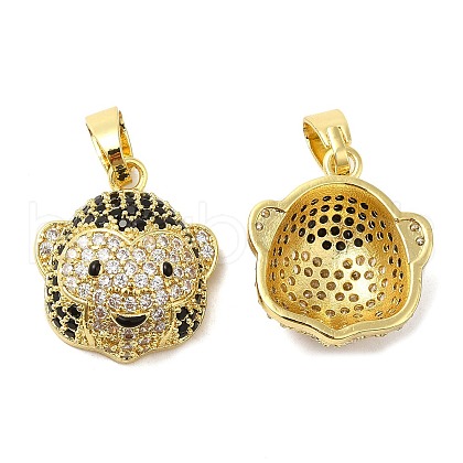 Rack Plating Brass Micro Pave Cubic Zirconia Pendants KK-M252-03G-1