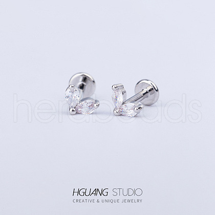 Stainless Steel Micro Pave Clear Cubic Zirconia Cartilage Earrings for Women Men WG126FA-17-1