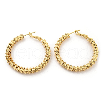 Rack Plating Brass Textured Ring Hoop Earrings EJEW-K263-33G-1