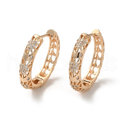 Brass Micro Pave Cubic Zirconia Hoop Earrings EJEW-M238-51KCG-1