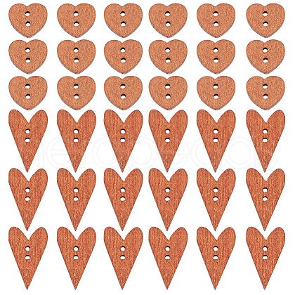 GOMAKERER 200Pcs 2 Styles Wood Buttons FIND-GO0001-91-1