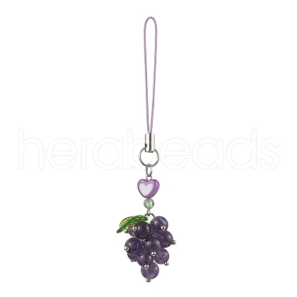 Grape Natural Amethyst Pendant Decorations HJEW-JM02161-1