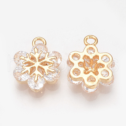 Brass Cubic Zirconia Charms ZIRC-Q002-122G-1