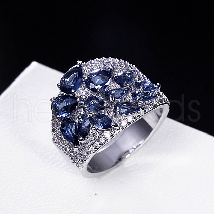 Brass Micro Pave Cubic Zirconia Finger Rings FS-WG4D6DE-10-1