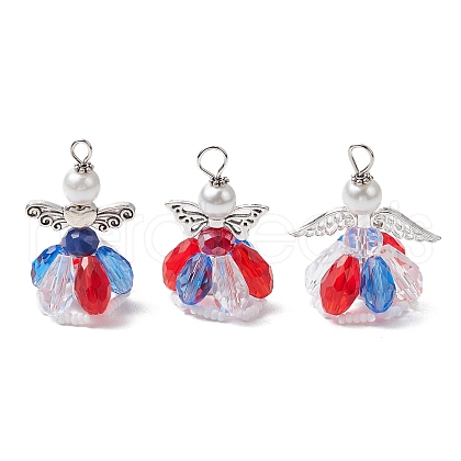 3Pcs 3 Styles Glass Pearl Beads Pendants PALLOY-MZ00619-1