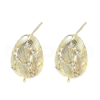 Brass Micro Pave Clear Cubic Zirconia Stud Earring Findings KK-Z106-02G-02-1