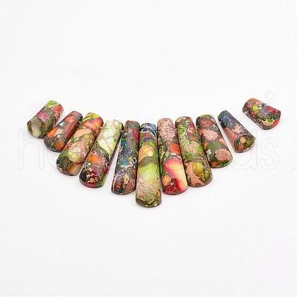 Assembled Gold Line and Imperial Jasper Beads Strands G-P298-K04-1