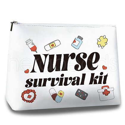 Nurse Printed PU Leather Makeup Bags AJEW-WH20027-002-1