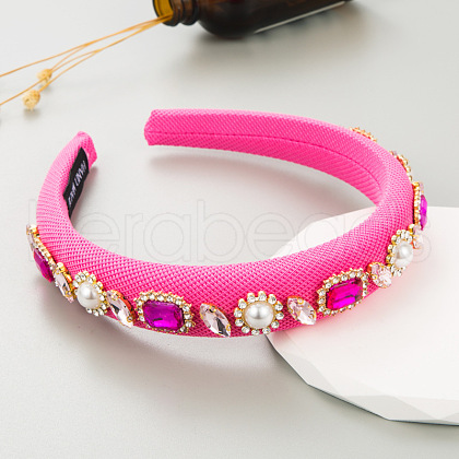 Baroque Glass Rhinestone Pearl Cloth Hair Bands PW23030365022-1