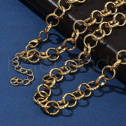304 Stainless Steel Textured Rolo Chain Necklaces for Women NJEW-U050-01G-1