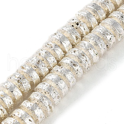 Electroplated Natural Lava Rock Beads Strands G-I360-A02-04-1