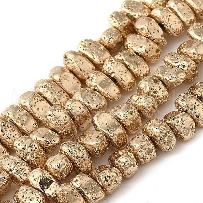 Electroplated Natural Lava Rock Beads Strands G-L606-D02-01A-1