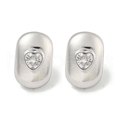 Brass Micro Pave Cubic Zirconia Stud Earrings for Women EJEW-E312-01C-P-1