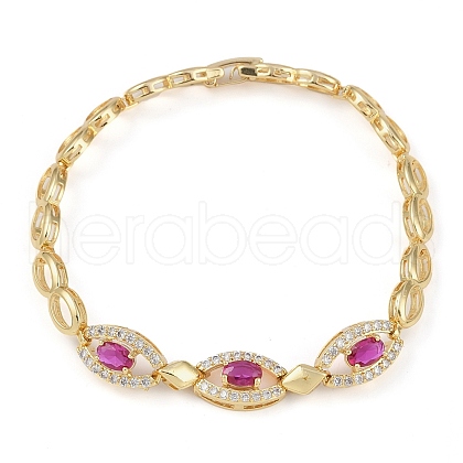 Cubic Zirconia Oval Link Chain Bracelet BJEW-Z069-01G-02-1