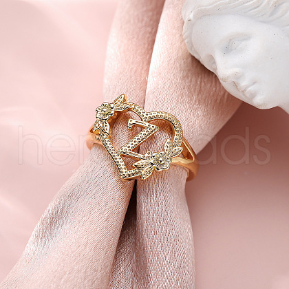Heart with Flower Hollow Out Brass Finger Rings FS-WG99C3E-26-1