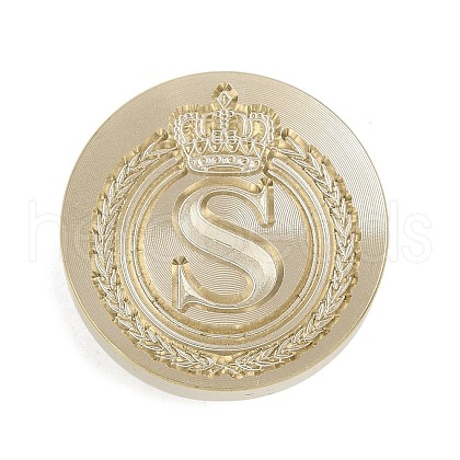 Golden Tone Crown Initial Wax Seal Brass Stamp Heads AJEW-A065-01S-1