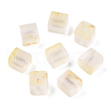 Frosted Glass Beads with Golden Glitter Powder X1-DGLA-NH001-8mm-01A-1