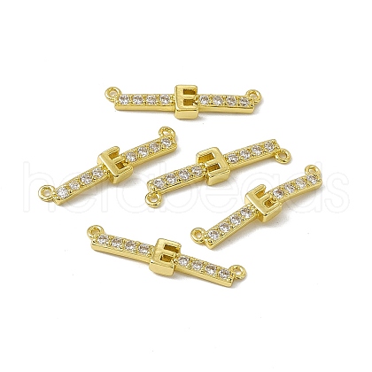 Rack Plating Brass Micro Pave Clear Cubic Zirconia Connector Charms KK-C007-37G-E-1