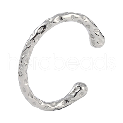 Non-Tarnish 304 Stainless Steel Open Cuff Textured Bangles for Women BJEW-G706-02P-1
