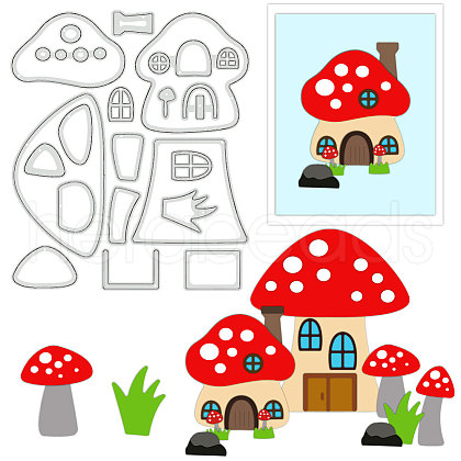 Mushroom Theme Carbon Steel Cutting Dies Stencils DIY-WH0309-1601-1