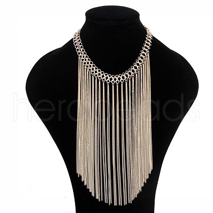 Fashionable Alloy Multi-strand Tassel Bib Necklaces for Women FS-WG403CE-01-1