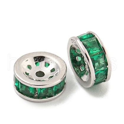 925 Sterling Silver Micro Pave Cubic Zirconia Beads STER-U002-16B-P-1
