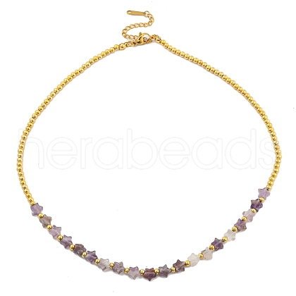 Natural Amethyst Beaded Necklaces NJEW-P311-04D-G-1