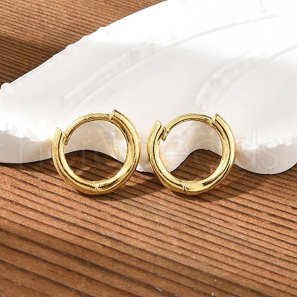Brass Huggie Hoop Earrings X-KK-D063-04G-1