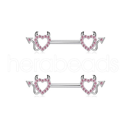 Brass Pink Cubic Zirconia Nipple Rings WG88A97-04-1