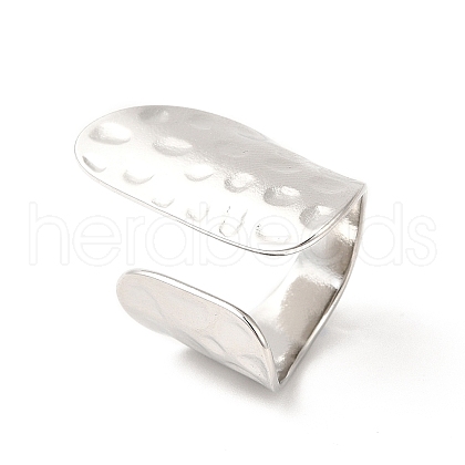 Non-Tarnish 304 Stainless Steel Twist Flat Open Cuff Ring for Women RJEW-E063-28P-1