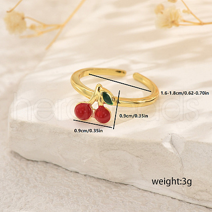 Fruit Themes Brass Cuff Open Rings for Women FC9265-7-1
