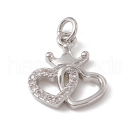 Brass Micro Pave Clear Cubic Zirconia Charms ZIRC-F132-95P-1