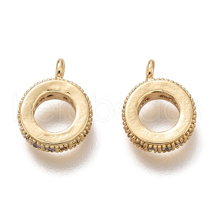 Brass Micro Pave Clear Cubic Zirconia Charms ZIRC-B002-43G-1