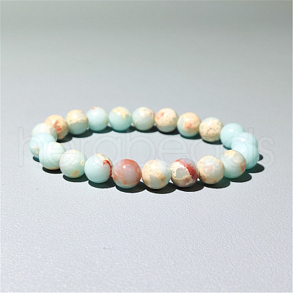 Synthetic Shoushan Stone Beaded Stretch Bracelets WGEA678-02-1