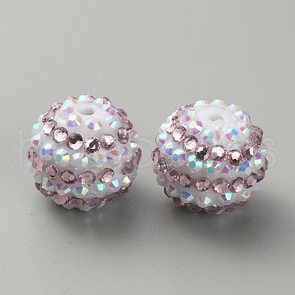 Stripe Pattern Resin Rhinestone Beads RESI-WH0034-20F-1
