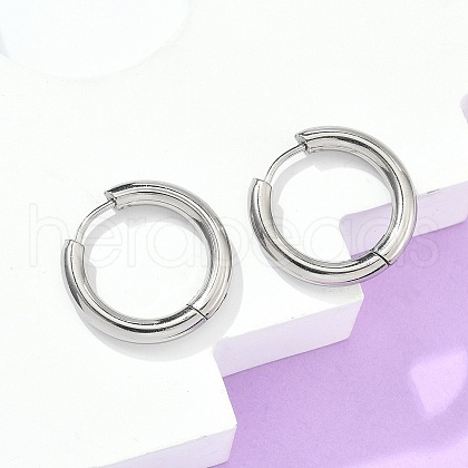 Tarnish Resistant 304 Stainless Steel Huggie Hoop Earrings EJEW-F111-20mm-P-1