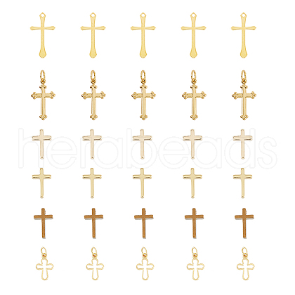 SUPERFINDINGS 36Pcs 6 Style Long-Lasting Plated Brass Charms KK-FH0005-19-1