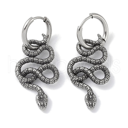 316 Surgical Stainless Steel Snake Hoop Earrings for Women EJEW-P274-14A-AS-1