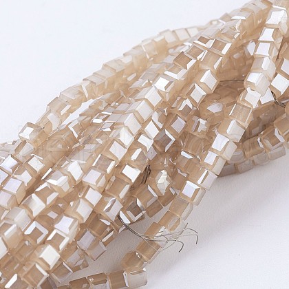 Electroplate Glass Beads Strands X-EGLA-F121-HR-B02-1