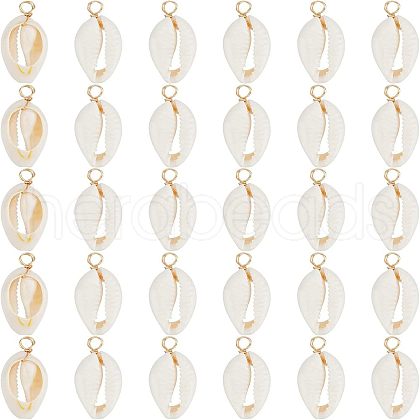 SUPERFINDINGS 60Pcs Natural Cowrie Shell Pendants FIND-FH0004-87-1