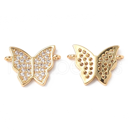 Brass Micro Pave Clear Cubic Zirconia Connector Charms KK-E068-VF248-1