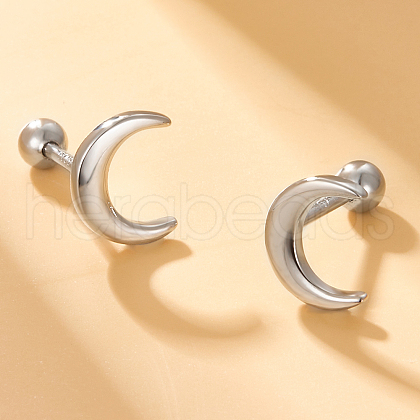 Simple and Elegant S925 Sterling Silver Moon Stud Earrings AO1358-2-1