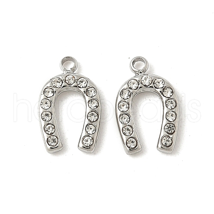 304 Stainless Steel Rhinestone Pendants STAS-V015-12P-1