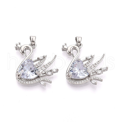Brass Micro Pave Cubic Zirconia Pendants KK-N264-10A-P-1