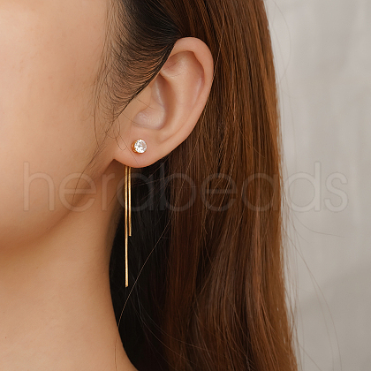 Elegant Stainless Steel Flat Round Tassel Stud Earrings BX2341-2-1