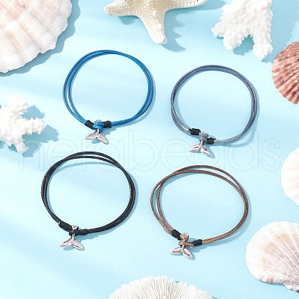 Whale Fishtail Alloy Charm Bracelets BJEW-JB11853-1