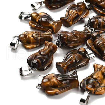Natural Tiger Eye Pendants G-B127-10P-12-1