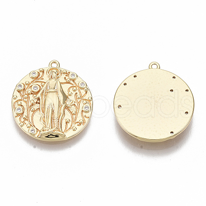 Brass Micro Pave Clear Cubic Zirconia Pendants KK-R126-016-NF-1